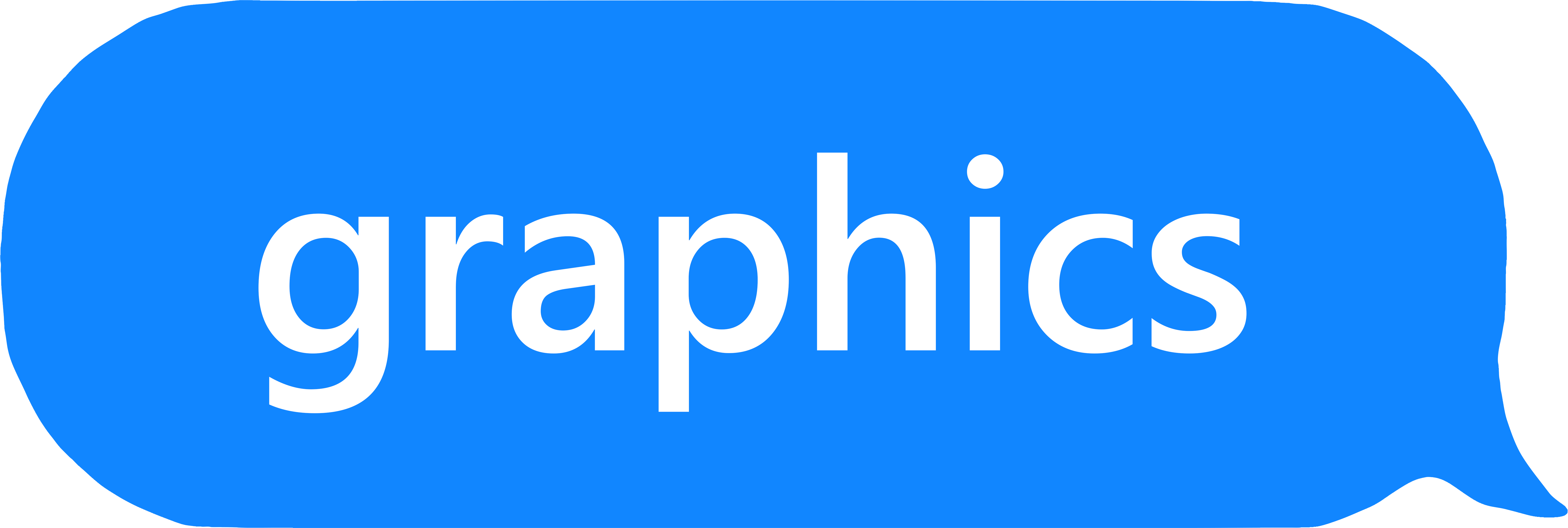 message bubble style button with text inside saying Graphics